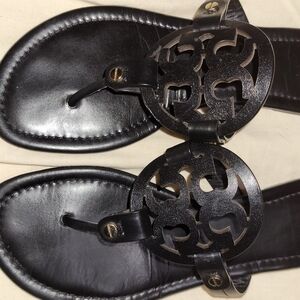Tory Burch Miller Sandals in Black Leather Size 9
